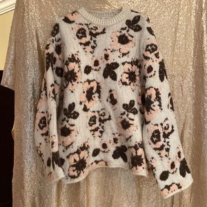 Zara Floral Jacquard Knit Sweater